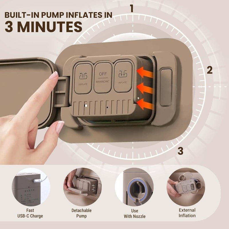 Eworld Portable Air Mattress with Built-in Pump (190 × 100 × 40 cm) – Double Layer Inflatable Bed for Home, Camping & Guest Use | Ultra-Comfortable Waterproof Airbed - Assorted Colors - Image 4